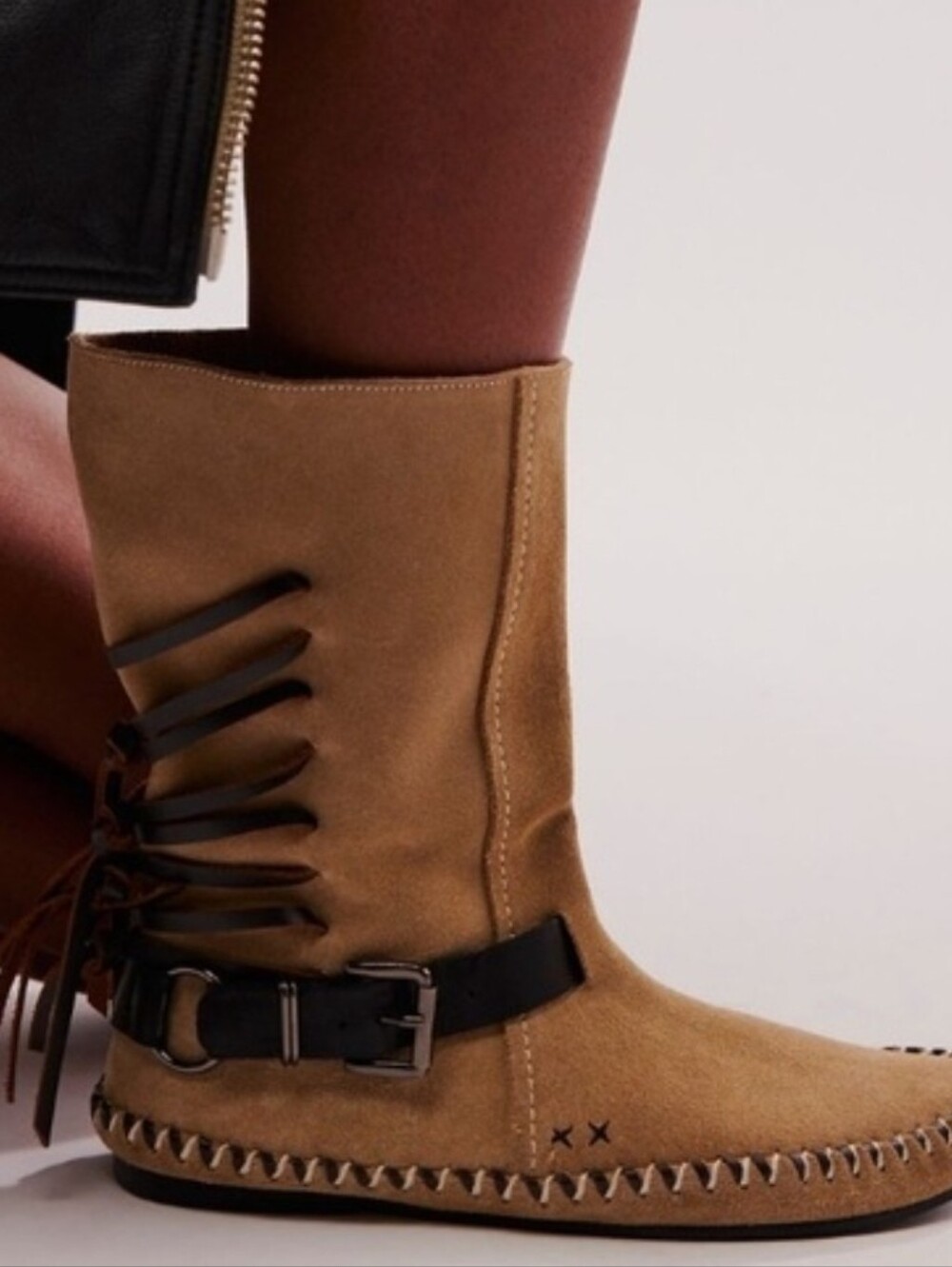 Brand New Free People Coronado Mocc Boots Natural SZ 8 Festival Concert Summer